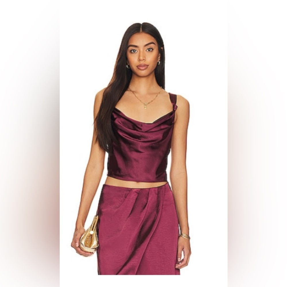 Tularosa Olivia Top & Skirt Set in Wine (Revolve)